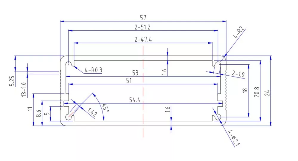 57×24mm Aluminum Instrument Enclosure for Measuring Equipment